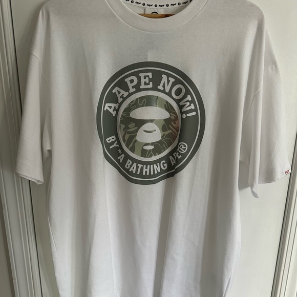 Bape White and Gray Logo Tee - Picture 1 of 8